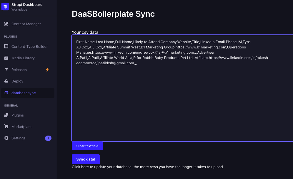 CSV Database Import